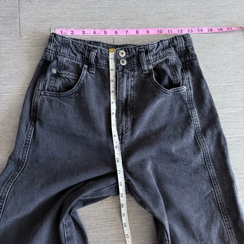 FREE PEOPLE ASTER STRAIGHT LEG JEANS in Asteroid Black Gray Size 28 High Rise - Picture 15 of 16